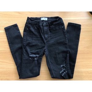 Free People Black Distressed Skinny Jeans
